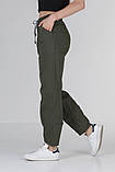Жіночі штани джоггеры на резинці, стрейчеві жіночі спортивні штани з стрейч-котону VS 1134 чорні, фото 4