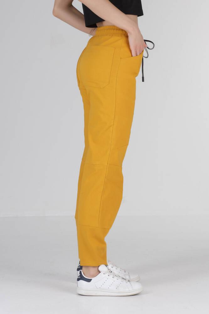 Спортивні штани жіночі джоггеры з стрейч-котону, жіночі брюки карго жовті з накладыми кишенями VS 1134