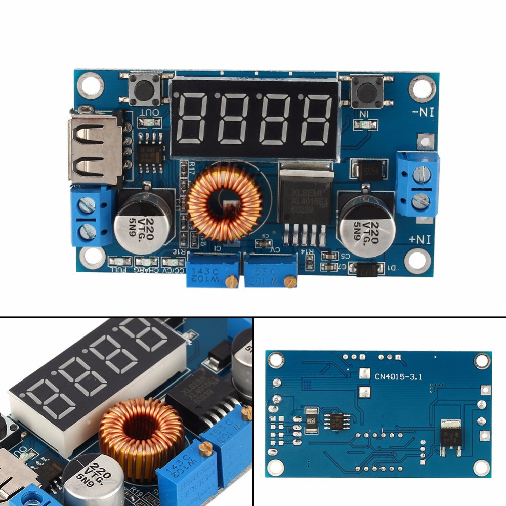 XL4015 5A Понижуючий перетворювач c ампер/вольт/ват метром, регулювання напруги, струму