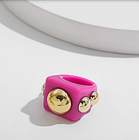 Кольцо Женское City-A Акриловое Розовое Размер 17.5 Массивное Перстень из Пластика Акрила №3279