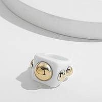 Кольцо Женское City-A Акриловое Белое Размер 17.5 Массивное Перстень из Пластика Акрила №3280