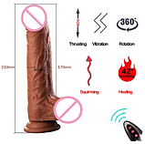 Фалоїмітатор телескопічний з обертанням і підігріванням 21 см, вібратор фаллос з ротацією, інтимні іграшки для, фото 3