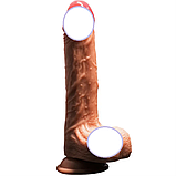 Фалоїмітатор телескопічний з обертанням і підігріванням 21 см, вібратор фаллос з ротацією, інтимні іграшки для, фото 2