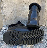 Calvin Klein Жіночі зимові шкіряні чорні кросівки черевики з хутром, фото 8