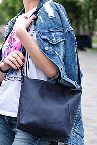 Жіночий шоппер Діамант з натуральної шкіри колір Синій