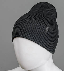 Молодіжна шерстяна шапка Резинка з відворотом FERO (С2103), Чорний