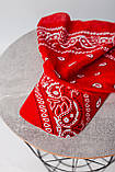 Бандана-трансформер універсальна літня з козирком у візерунку пейслі червоного кольору, фото 4