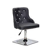Кресло из эко-кожи черное с регулировкой высоты на квадратном основании для парикмахеров Olimp 4CH-Base