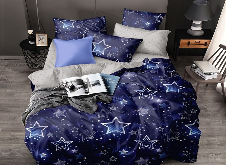 Евро розмір постільна білизна бязь «Альтаір» синього кольору, фото 1