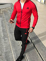 Спортивный костюм Adidas RUN мужской осенний весенний красный Комплект Кофта + Штаны Адидас