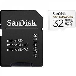 Карта пам`яті microSDXC SanDisk High Endurance V30 32Gb (R100Mb/s) (Class 10) (UHS-1 U3) + Adapter SD