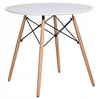 Кухонний стіл для кухні діаметр 70 см круглий Стіл обідній кухонний білий МДФ