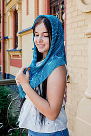 Хустка шифоновий в горошок блакитний