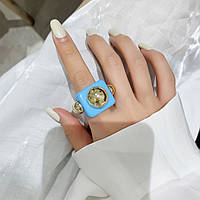 Кольцо Женское City-A Акриловое Синее Размер 17.5 Массивное Перстень из Пластика Акрила №3283