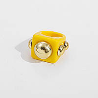 Кольцо Женское City-A Акриловое Желтое Размер 17.5 Массивное Перстень из Пластика Акрила №3284