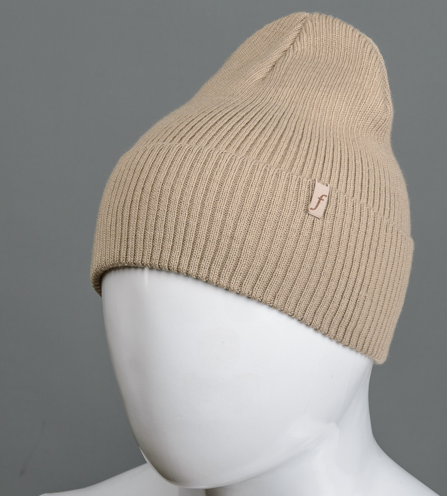 Молодіжна шерстяна шапка Резинка з відворотом FERO (С2103), Капучино
