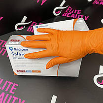 Помаранчеві рукавички нітрилові Medicom SafeTouch Advanced Orange 100шт/уп L, фото 3