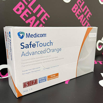 Помаранчеві рукавички нітрилові Medicom SafeTouch Advanced Orange 100шт/уп L, фото 2