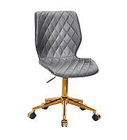 Стілець Toni GD-Modern Office сірий 1001 шкірозамінник, на золотій хромованій хрестовині з коліщатками, фото 4
