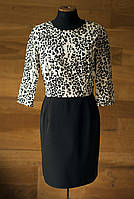 Черно белое платье футляр с леопардовым принтом миди женское Mango, размер M