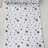 Фланель з дитячим малюнком зірки сірі на білому, ш. 180 см, фото 2