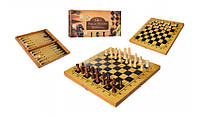 Шахматы 162 Деревянные 3 в 1 шашки нарды 35,5-18,5-5,5 см .