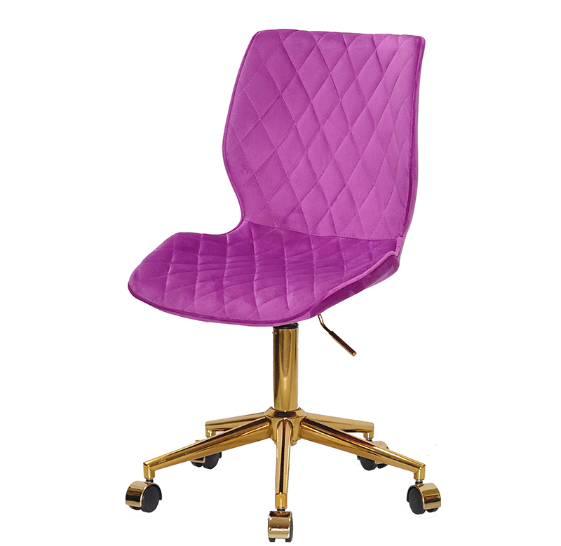 Стілець Toni GD-Modern Office бузковий 1022 велюр на золотій хромованій хрестовині з коліщатками, фото 1