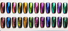 Втирка - пластівці ЮКІ Північне сяйво для дизайну та декору нігтів, кольорова, фото 2