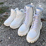 Balenciaga Tractor Жіночі високі шкіряні черевики білого кольору на шнурівці зі змійкою зима, фото 10