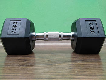 Гантель 1 шт 7,5 кг суцільна шестигранна SP-Planeta