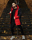 Куртка мужская чёрно-красная весна-осень с капюшоном Пушка Огонь Horn, фото 7