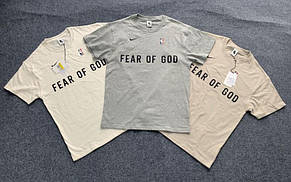 Футболка чоловіча жіноча унісекс Сіра FEAR OF GOD FOG x Nike x NBA