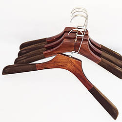 Плічка вішалки тремпелі дерев'яні з оксамитовим покриттям для верхнього одягу, 43 см