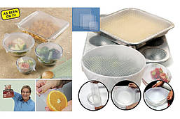 Кришки плівки силіконові Stretch and Fresh харчові багаторазові кришки для посуду та продуктів BF, фото 3