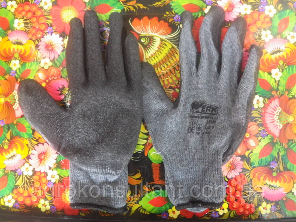 Робочі рукавички Werk WE2134, р.10 трикотажні посилені з латексним покриттям