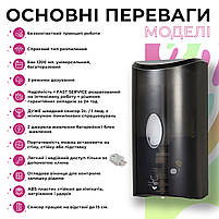 Дозатор (диспенсер) сенсорний для антисептика і дезінфікуючої рідини безконтактний SBT group 7960BA чорний, фото 3