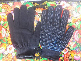 Робочі рукавички х/б чорні з ПВХ покриттям