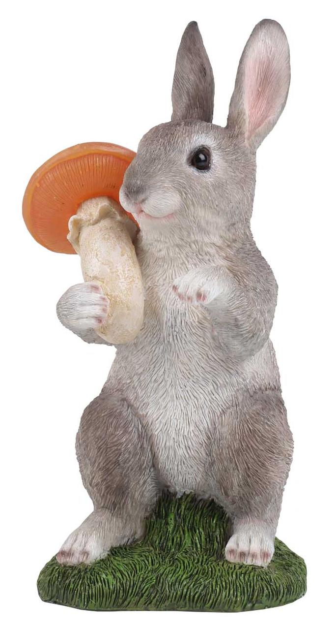Декоративна фігурка Зайчик із грибом на сонячній батареї 13х12х24 см Engard