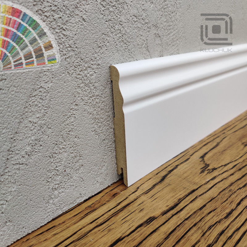 Плінтус MDF Білий Хвиля RAL-9003, 80х12х2000 мм. MDF-V80 RAL