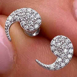 Срібні сережки-пуссети родированные з фіанітами РН-372