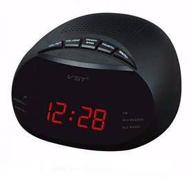 Годинник-радіо настільні від мережі VST-901-1 (Black) | електронний годинник з будильником