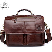 Мужской кожаный портфель ZZNICK коричневый для ноутбука, планшета, документов из натуральной кожи 083