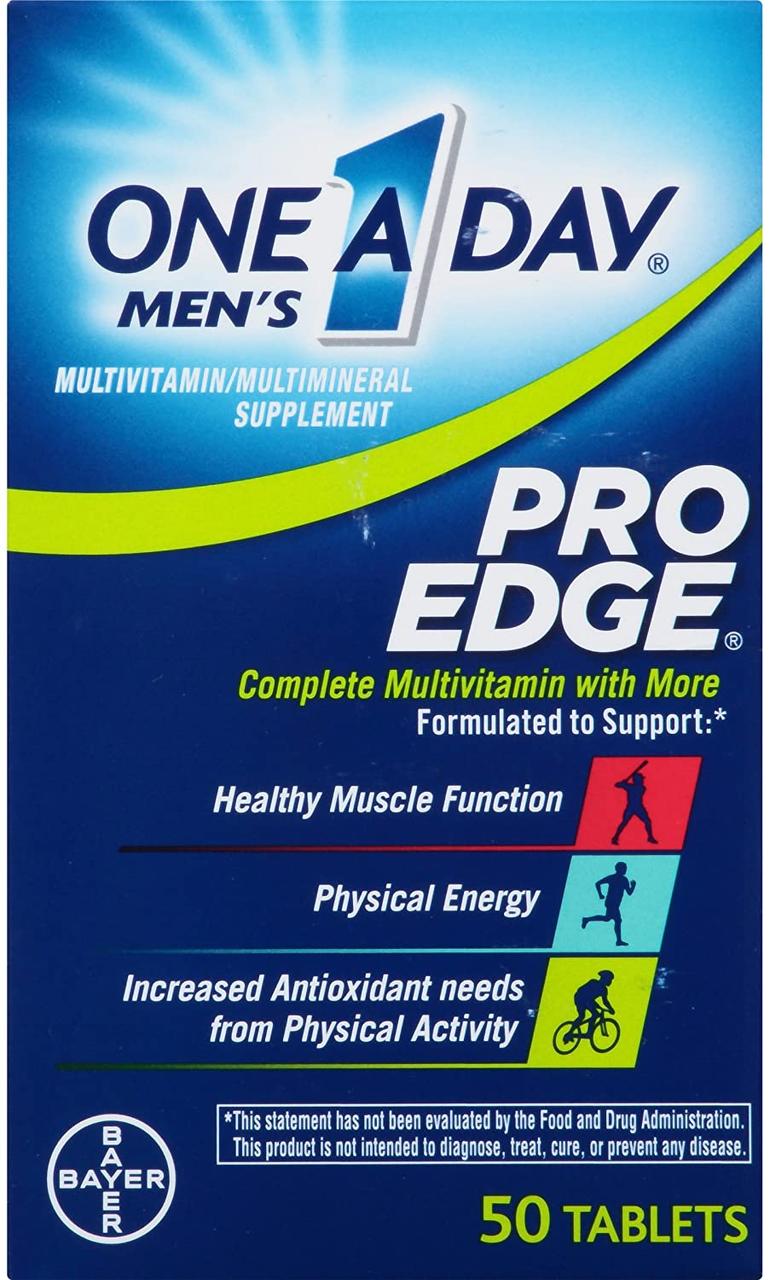 One A Day Pro Edge, Bayer, мультивітаміни для чоловіків, для імунітету та здорової функції м'язів, 50 таблеток