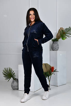 Спортивний костюм жіночий велюровий на змійці БАТАЛ, фото 1