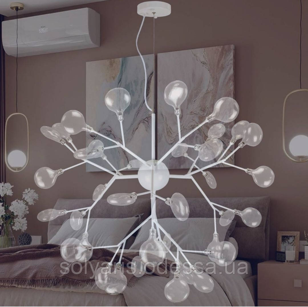 Люстра 887/36 біла з прозорим райом, фото 1