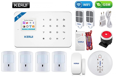 Комплект бездротової gsm WiFi сигналізації Pro з імунітетом Pet для 3-кімнатної квартири Kerui W18