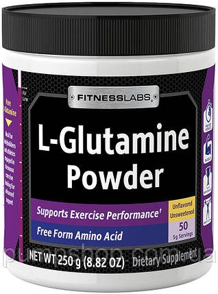 Глютамін Fitness Labs L-Glutamine 250 г ( США), фото 1