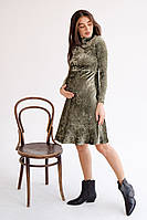 Платье для беременных свободного кроя темно-зеленое с приятного к телу материала, 5226126-З