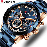 Часы мужские Curren Chronograph Blue-Gold Часы наручные, Мужские часы, Кварцевые часы