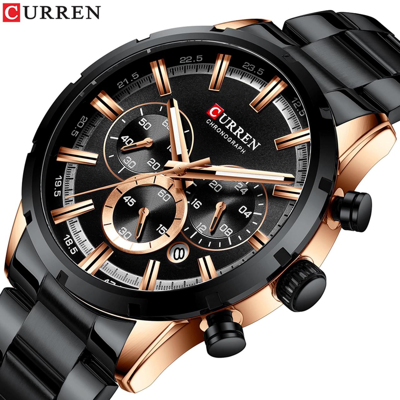 Годинник чоловічий Curren Chronograph Black-Gold Годинник наручний, Чоловічий годинник, Кварцовий годинник